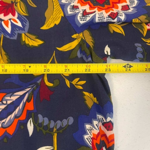Old Navy Womens XL Navy Blue Floral Long Sleeve Boho Pleated Tunic Blouse - Picture 6 of 8